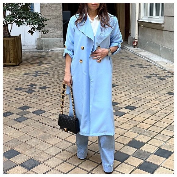 #51 Made in France Fabulous Spring Belted Trench Coat jacket - Picture 4 of 6